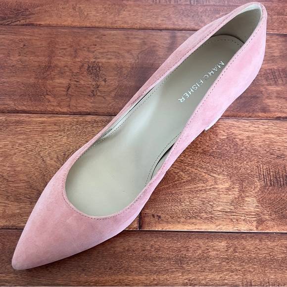 MARC FISHER Claire Light Blush Pink Suede Pointed Toe Pump Genuine Leather 9.5M - Picture 2 of 8